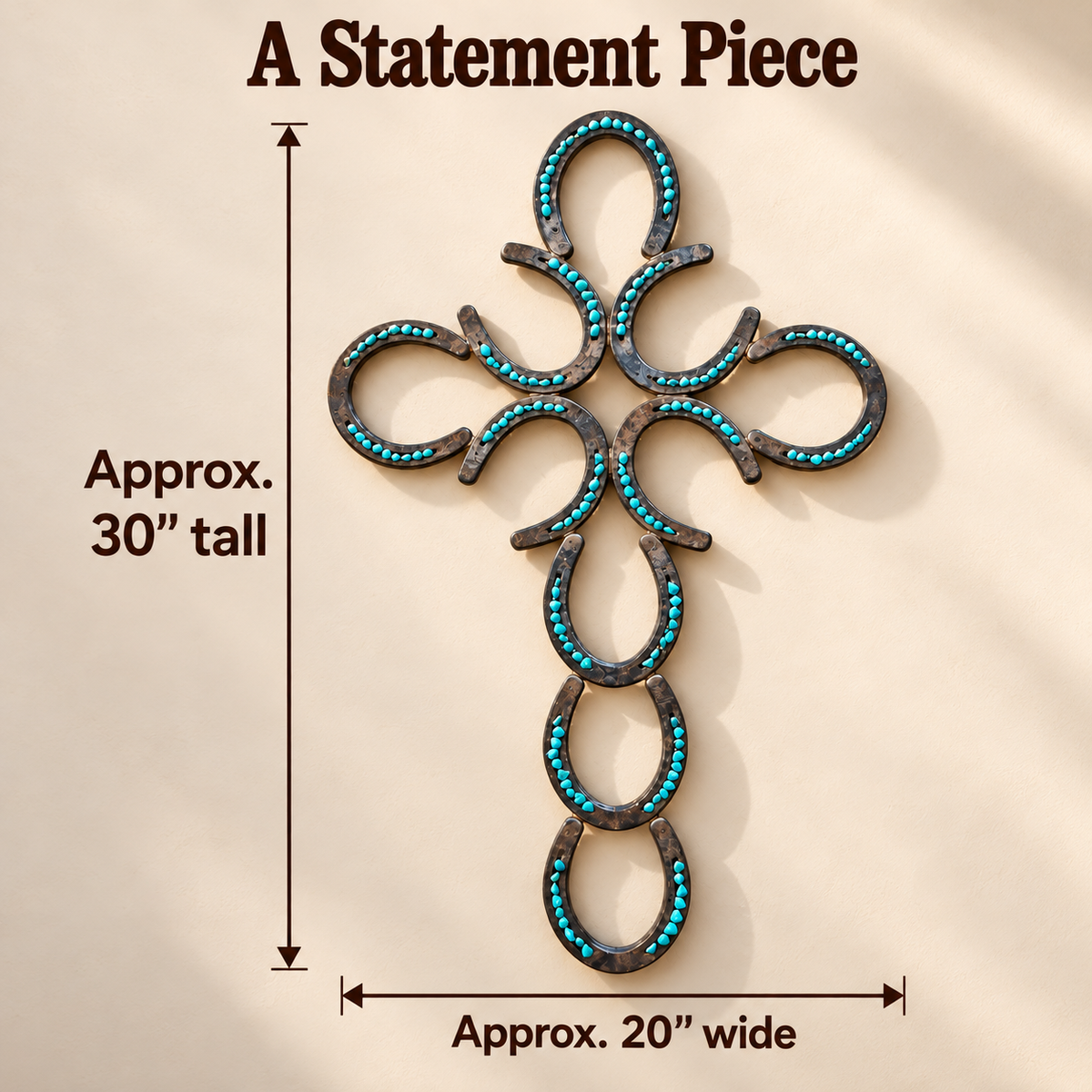 ✝️🐎 Hand-Welded Horseshoe Cross – Rustic Western Wall Decor