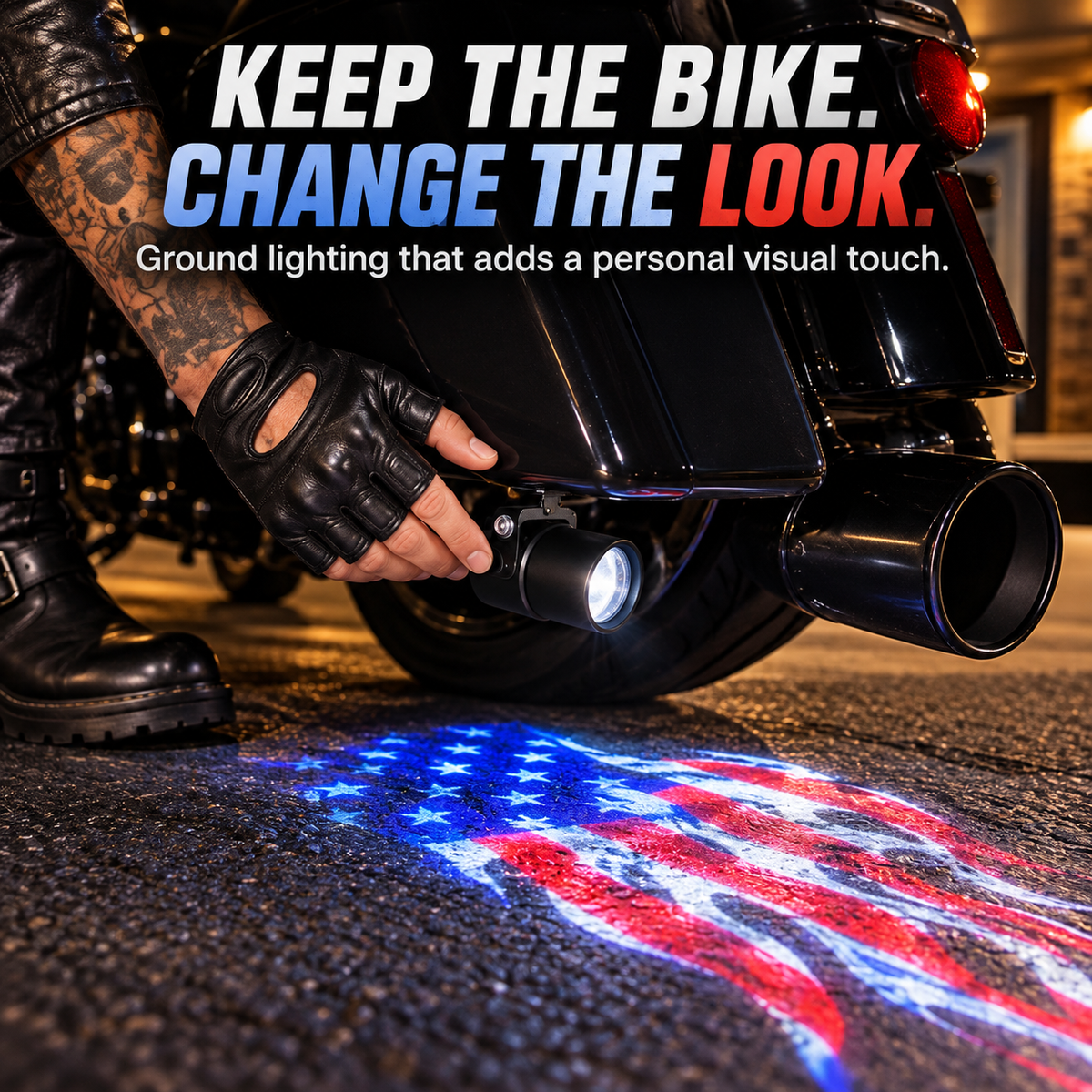 🏍️ Angel Wing Motorcycle LED Projector Lights – Dual Underbody Ground Projection Kit, 7 Custom Light Styles, IP67 Waterproof, 1 Pair ✨