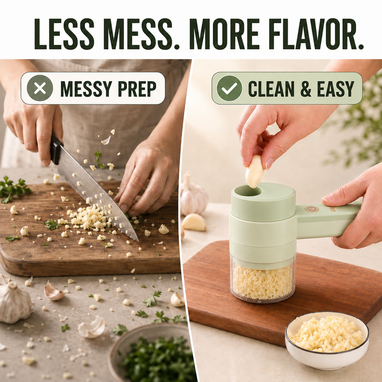 🧄 4-in-1 Handheld Electric Chopper: Slice, Mince, Peel & Auto-Clean!