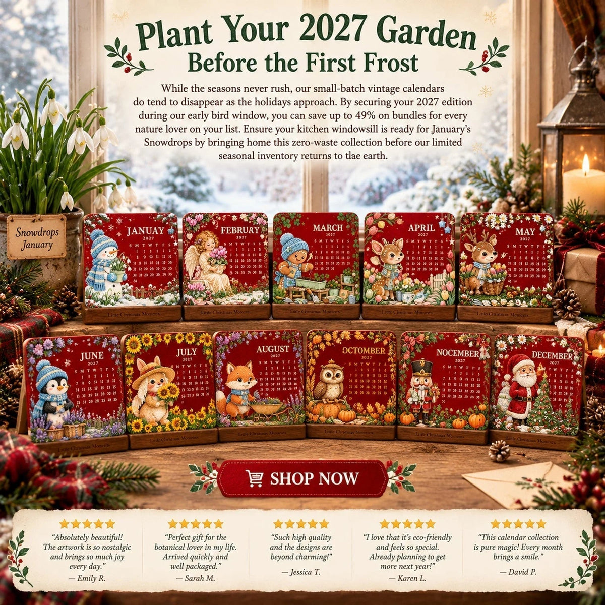 🌱 2027 Plantable Seed Calendar – Botanical Art