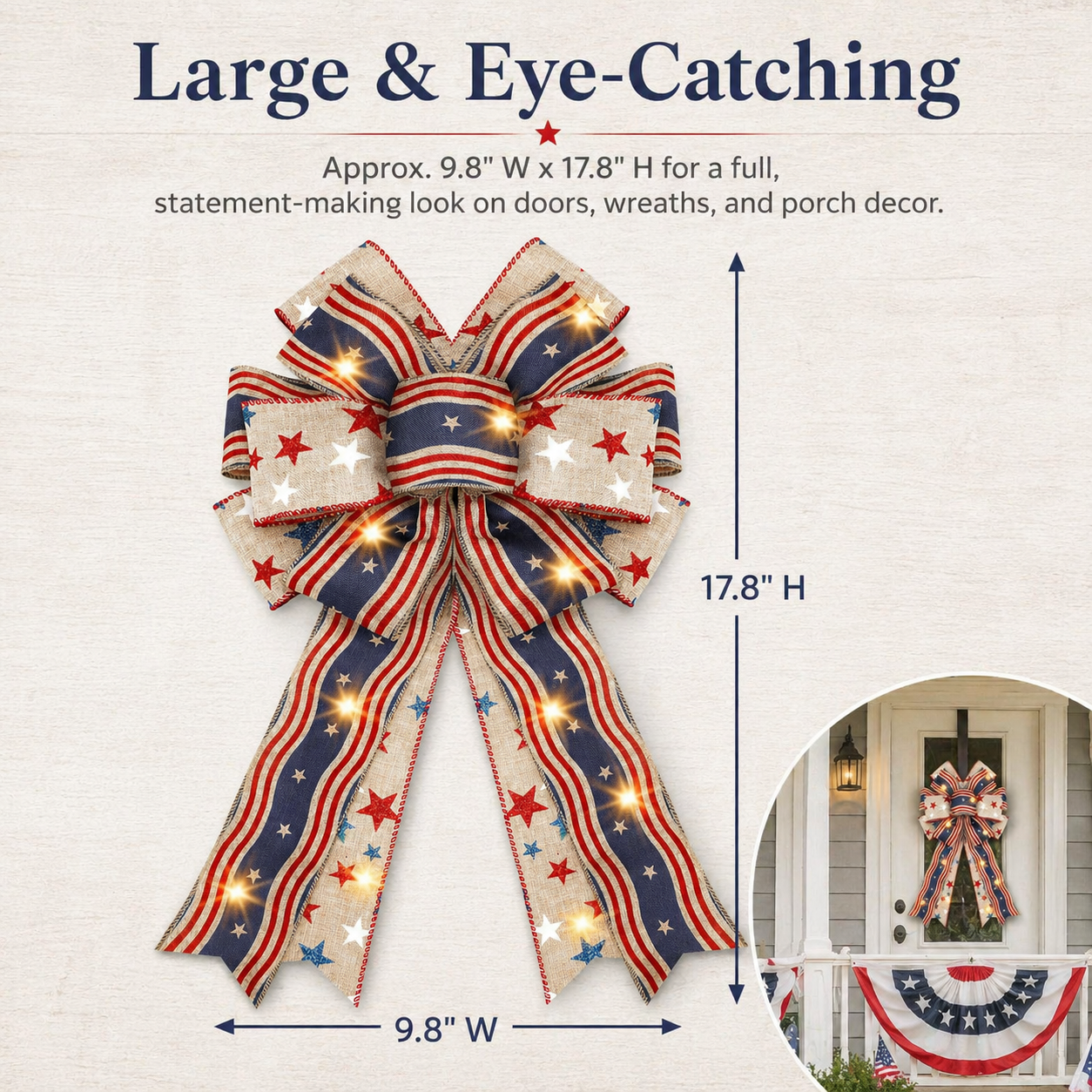🎁🎁Handcrafted American Flag Wreath Decor for Front Doors 🇺🇸(🎉Best Decorative Effect - 4 PCS)