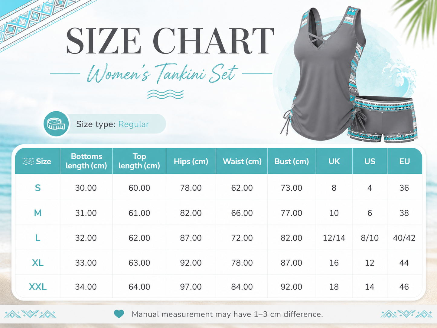 π₯ LAST DAY 55% OFF π₯ Boho Two-Piece Tankini Swimsuit Set β Flattering V-Neck Beachwear with Shorts