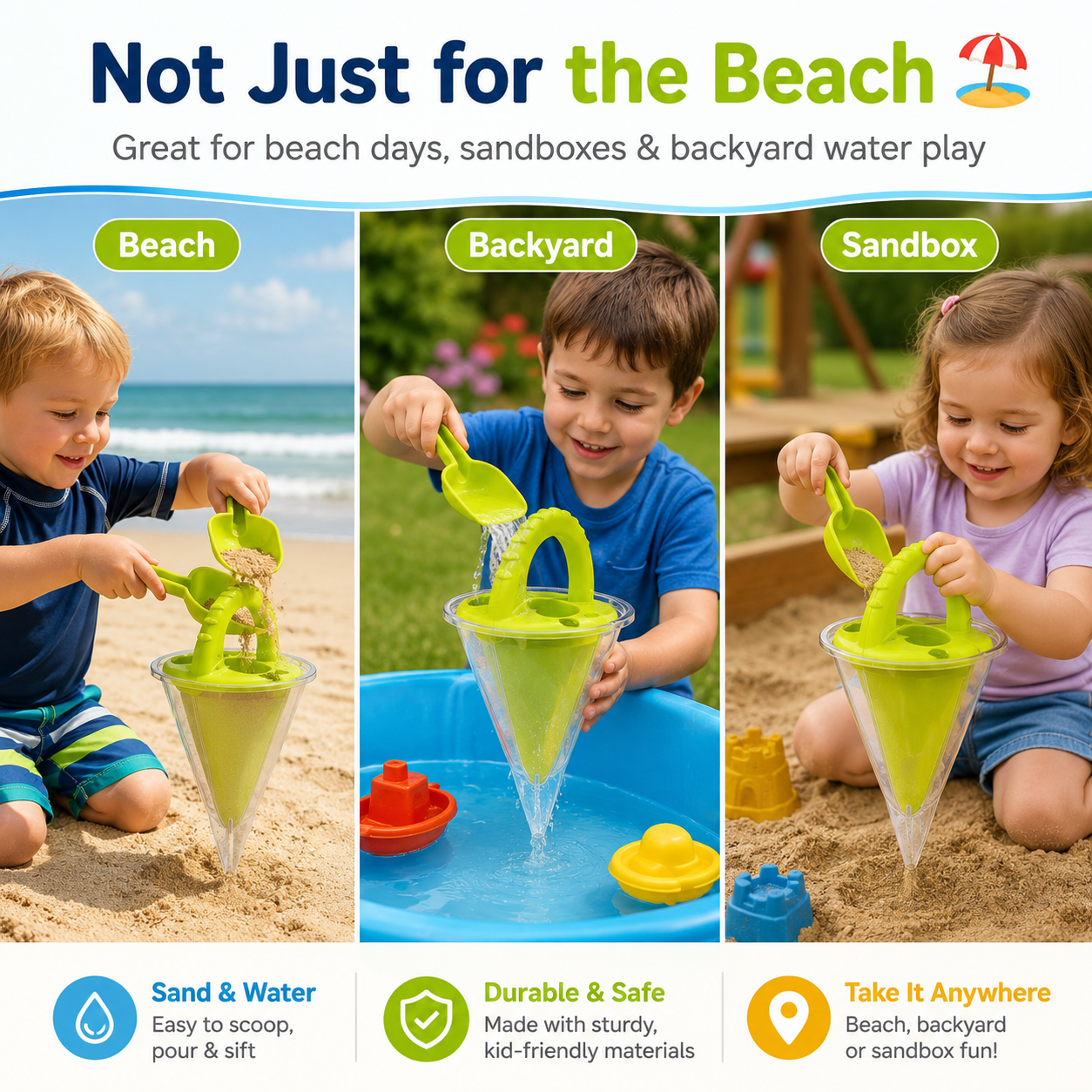 ποΈ Kids Sand & Water Funnel Toy with Sifting Shovel β Keeps Kids Busy All Afternoon π