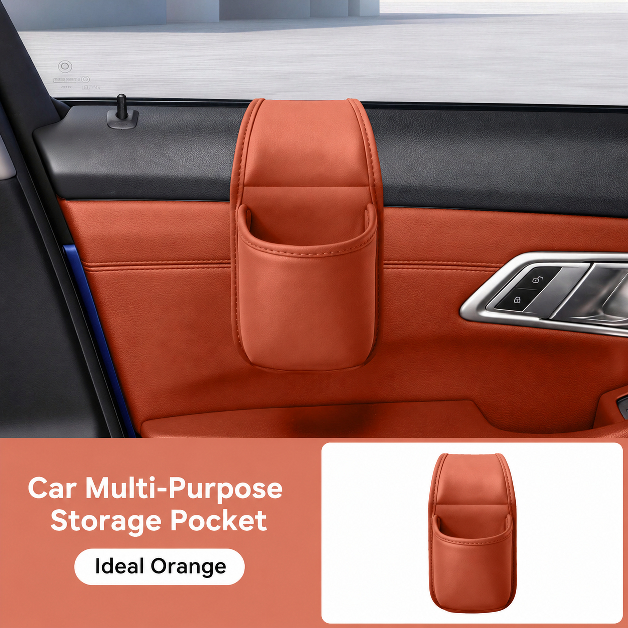 🚗 Slim Leather Car Door & Console Organizer Pocket