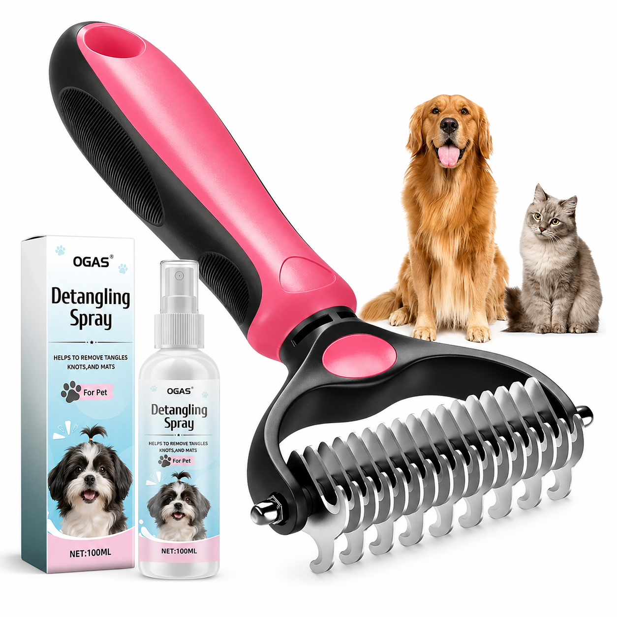 πΎ FLASH SALE: 50% OFF! β¨ Double-Sided Deshedding Pet Brush β Dual-Sided, Ergonomic & Gentle for Dogs & Cats πΆ