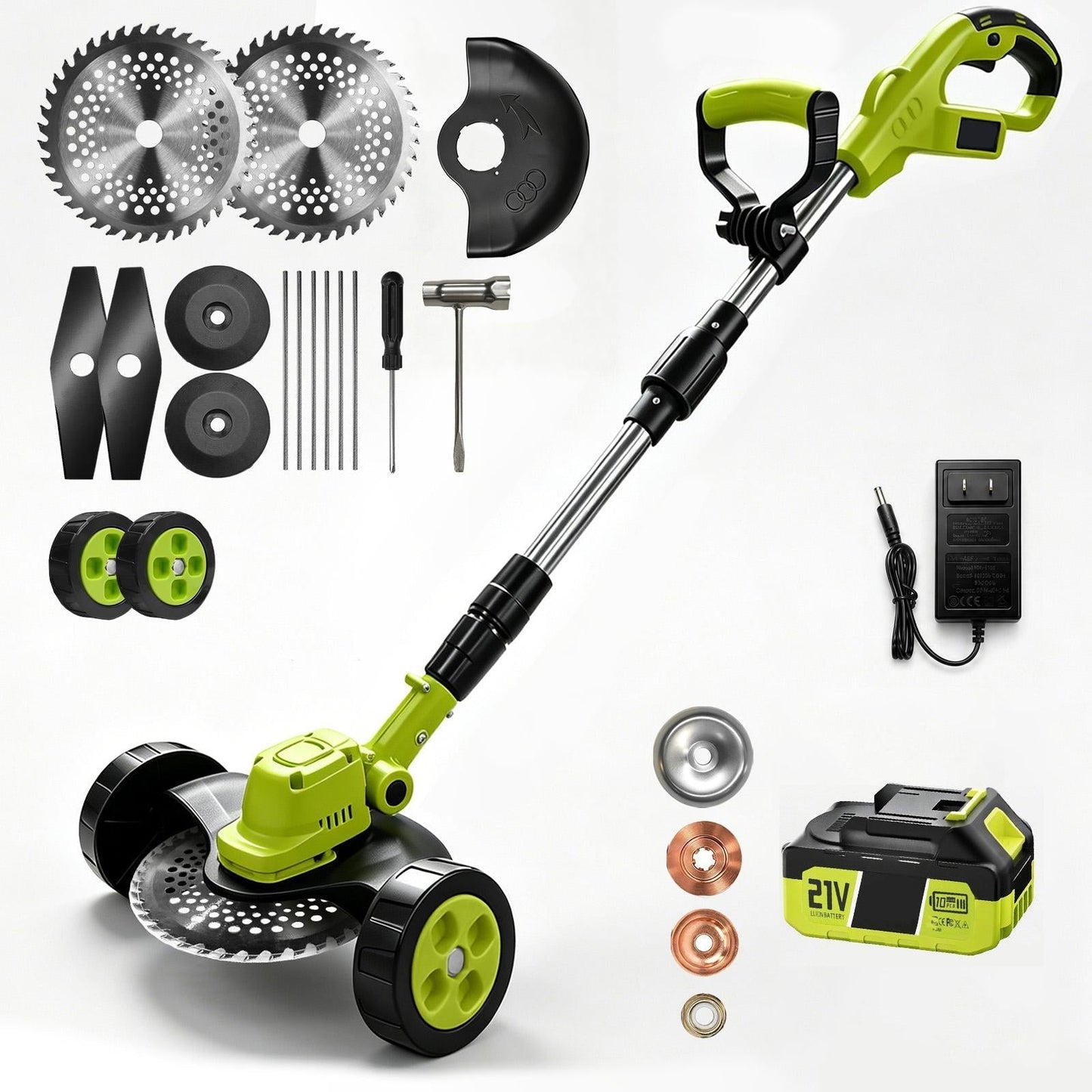 🌿 21V Cordless 3-in-1 Grass Trimmer – Edger & Mini Mower Kit