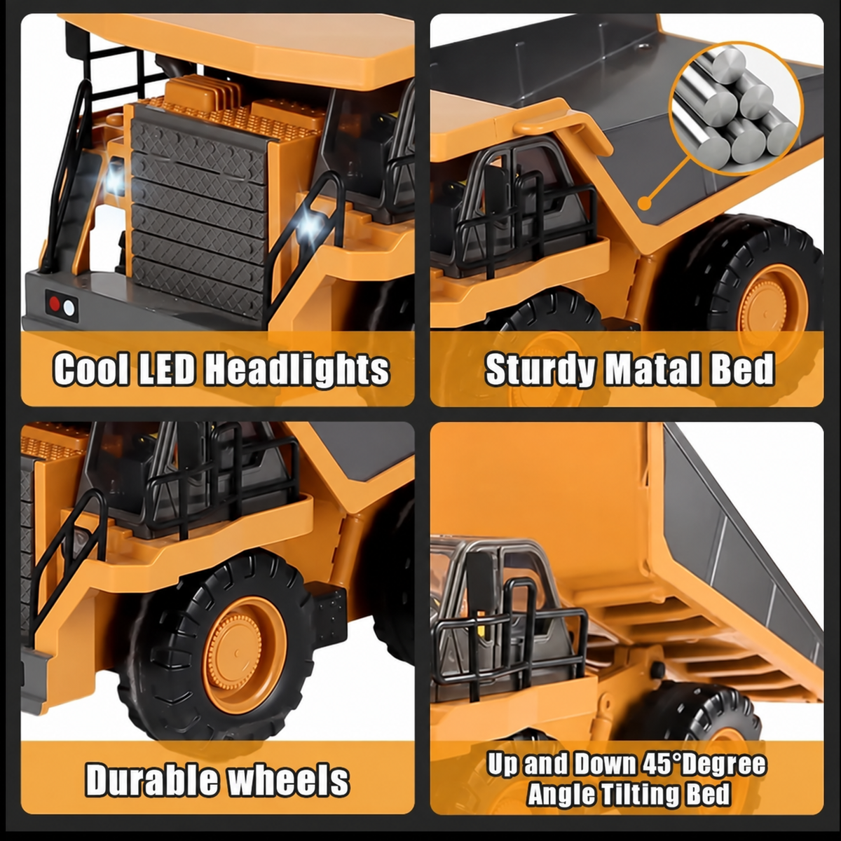 🚜 4-in-1 RC Construction Vehicle Fleet - Remote Control Excavator Dump Truck Toy Set 🏗️