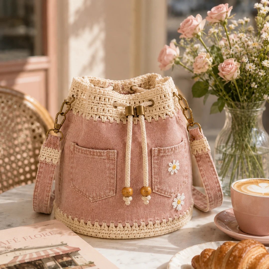 π₯ Top Back-to-School Picks - π Denim Crochet Bucket Bag