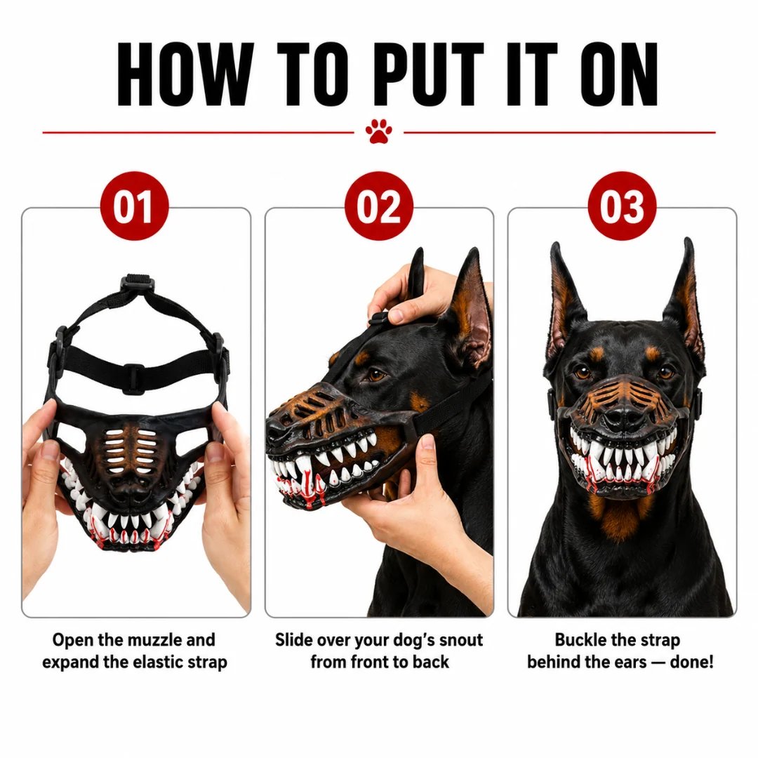 πΊ Halloween Monster Dog Costume Muzzle β Scary Latex Pet Party Accessory