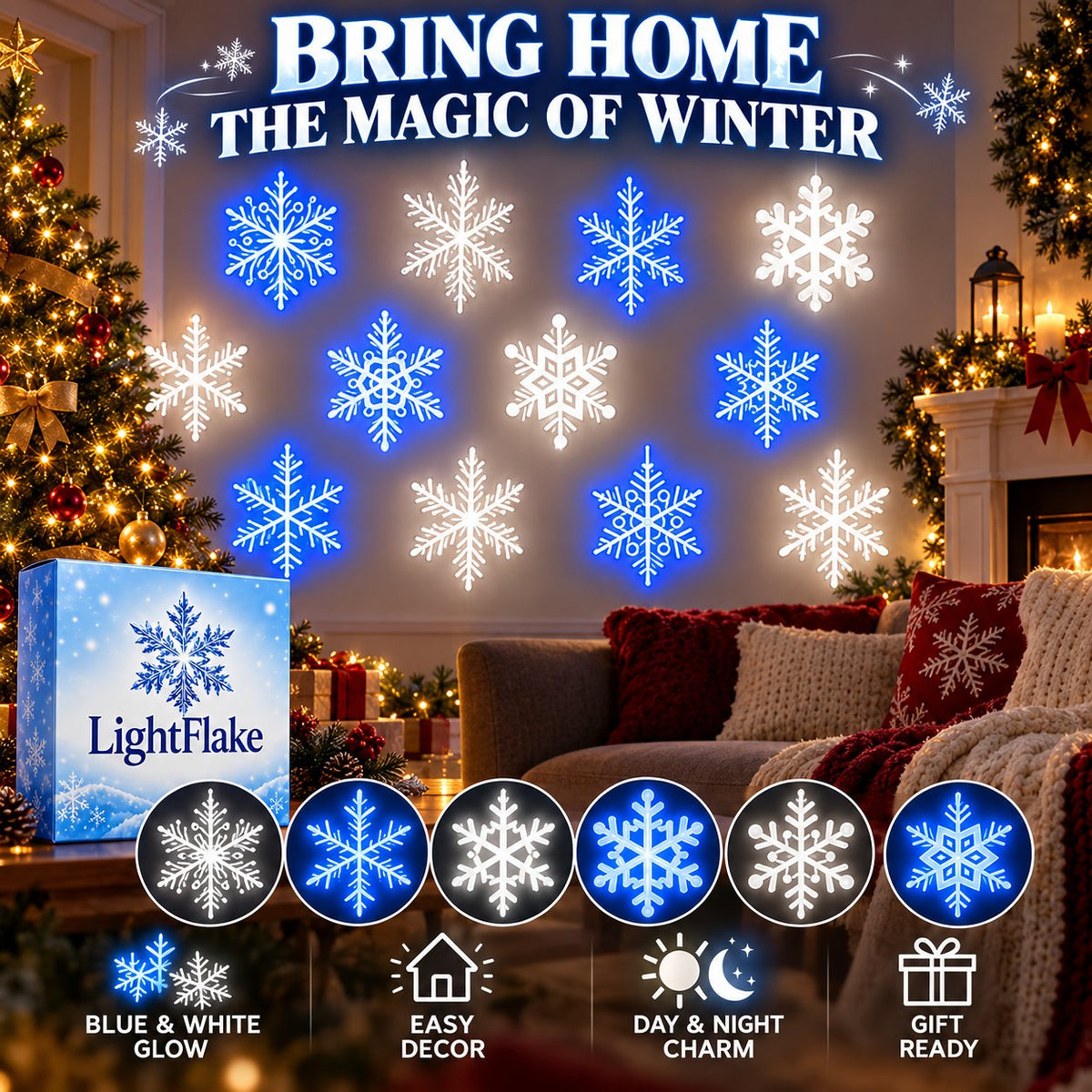 ❄️✨LED Snowflake Wall Light Set – Magical Christmas Decor