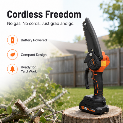 🌿 Cordless Mini Chainsaw – One-Hand Electric Pruning Saw for Branches & Yard Work