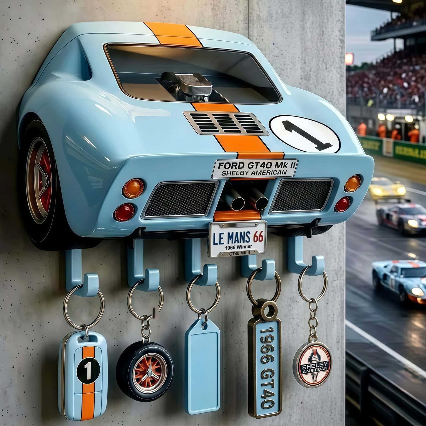 🏎️ 1977 Bandit Trans Am Rear Car Wall Mount Key Holder | 49th Classic Movie Themed Key Rack Decor