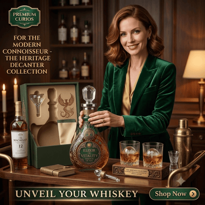 🌳 The Heritage Collection – “Fountain of Life” Luxury Decanter and Whiskey Glass Set with Vintage-Style Carvings