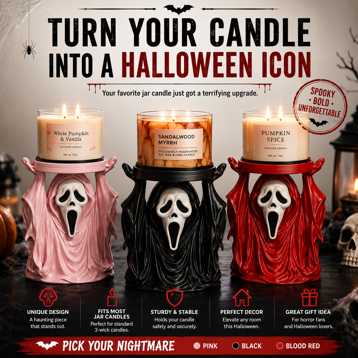 🕯️ 50% OFF TODAY 👻 Ghost Candle Holder for Spooky Home Decor