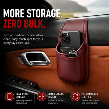🚗 Slim Leather Car Door & Console Organizer Pocket