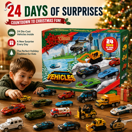 🎄 24-Day Vehicle Advent Calendar – 24 Mini Vehicles & Play Map