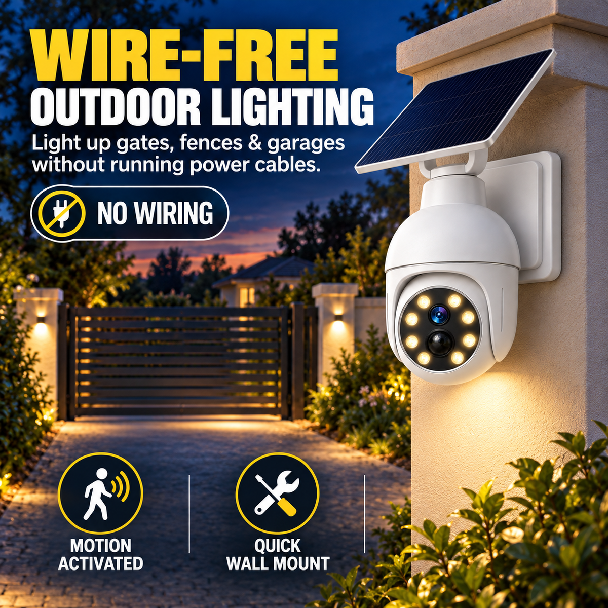 ☀️ Solar Motion Sensor Light - Camera-Style Outdoor Wall & Pathway Lamp 📹