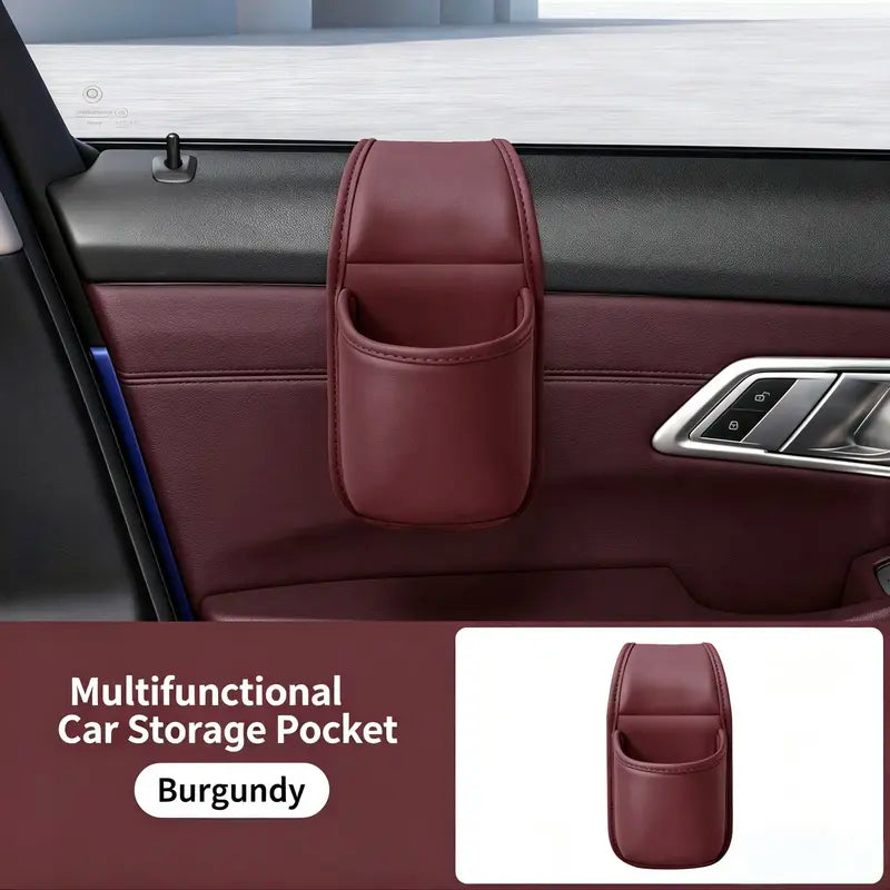 🚗 Slim Leather Car Door & Console Organizer Pocket