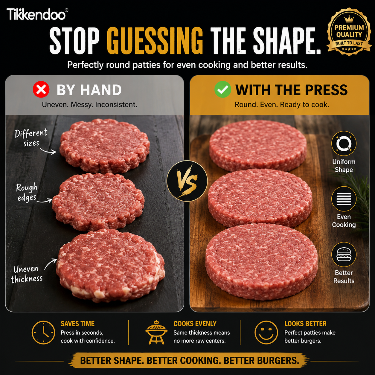 🍔 Stainless Steel Burger Patty Press – Manual Hamburger Maker for BBQ and Meal Prep