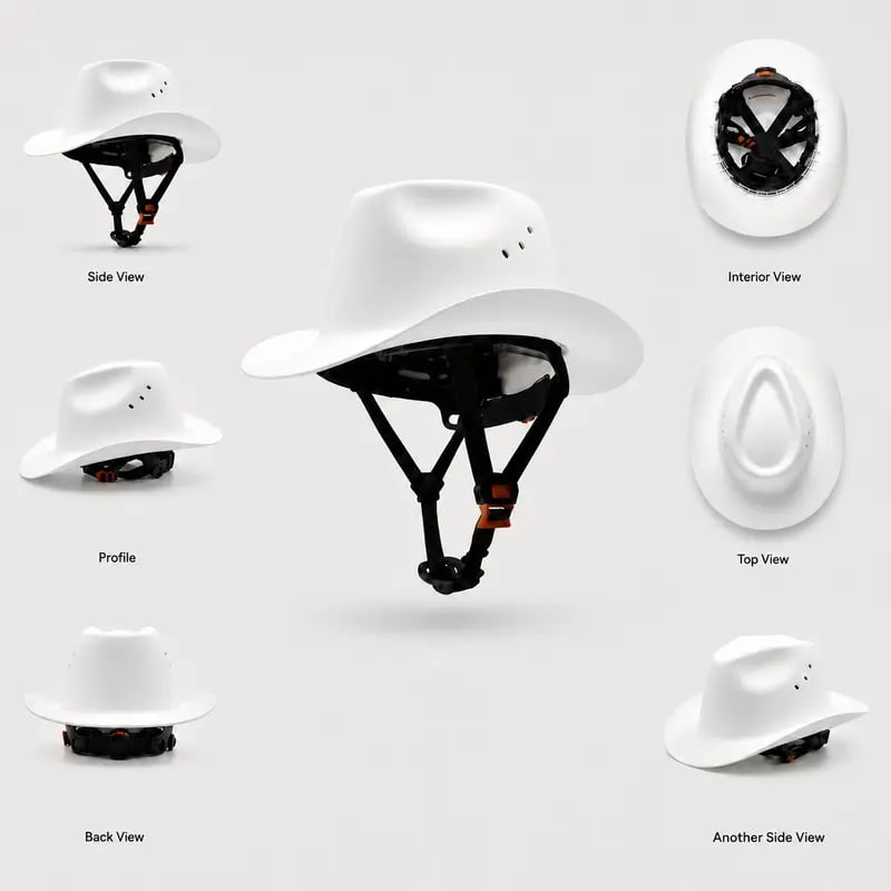 💯 Western Cowboy Hard Hat, Vented Wide Brim Safety Helmet for Construction & Ranch Workers