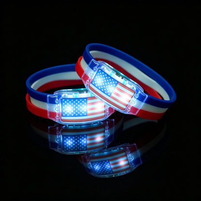 2PCS LED Light Up National Flag Wristbands