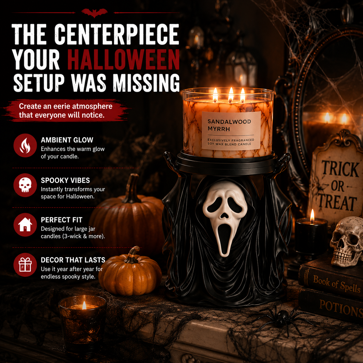 🕯️ 50% OFF TODAY 👻 Ghost Candle Holder for Spooky Home Decor