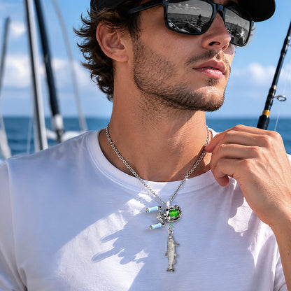 😍 Collectible Mini Fishing Reel Pendant Necklace for Anglers