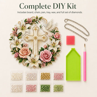 Cross & Peace Dove DIY Diamond Art Hanging Ornament