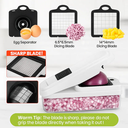 🎁Last Day Promotion 55% OFF🔥🥗 15-in-1 Vegetable Chopper- Multifunctional Food Chopper,Professional Onion Chopper with 8 Blades✨