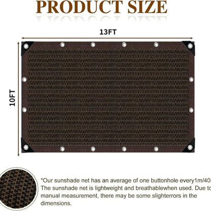 90% Blackout Cloth (Black) - 10 x 13ft UV-Resistant Shade Net with Reinforced Rivets,