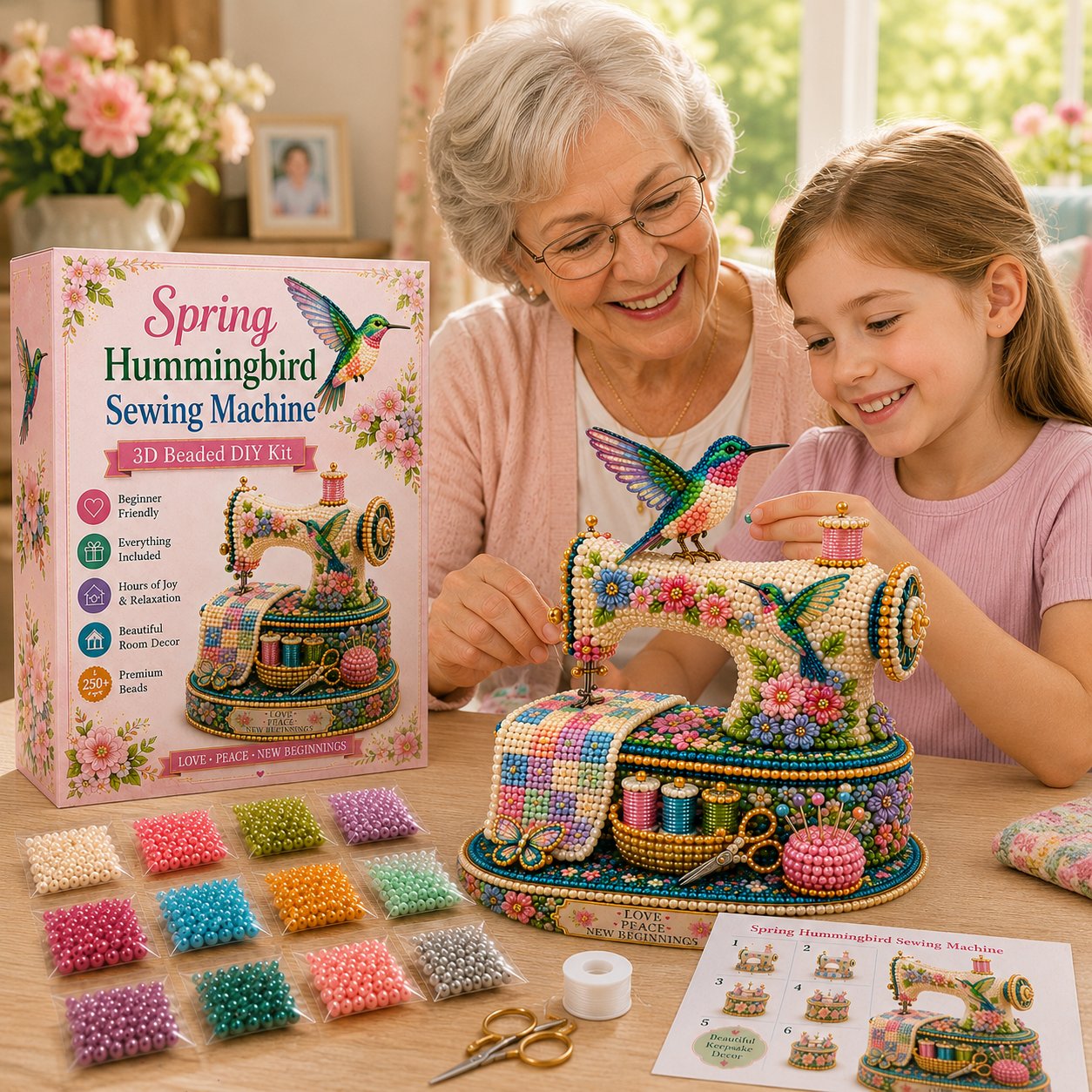 🔥LAST DAY 49% OFF - 💖🌸Spring Hummingbird Sewing Machine 💗 3D Spring Limited Keepsake Edition