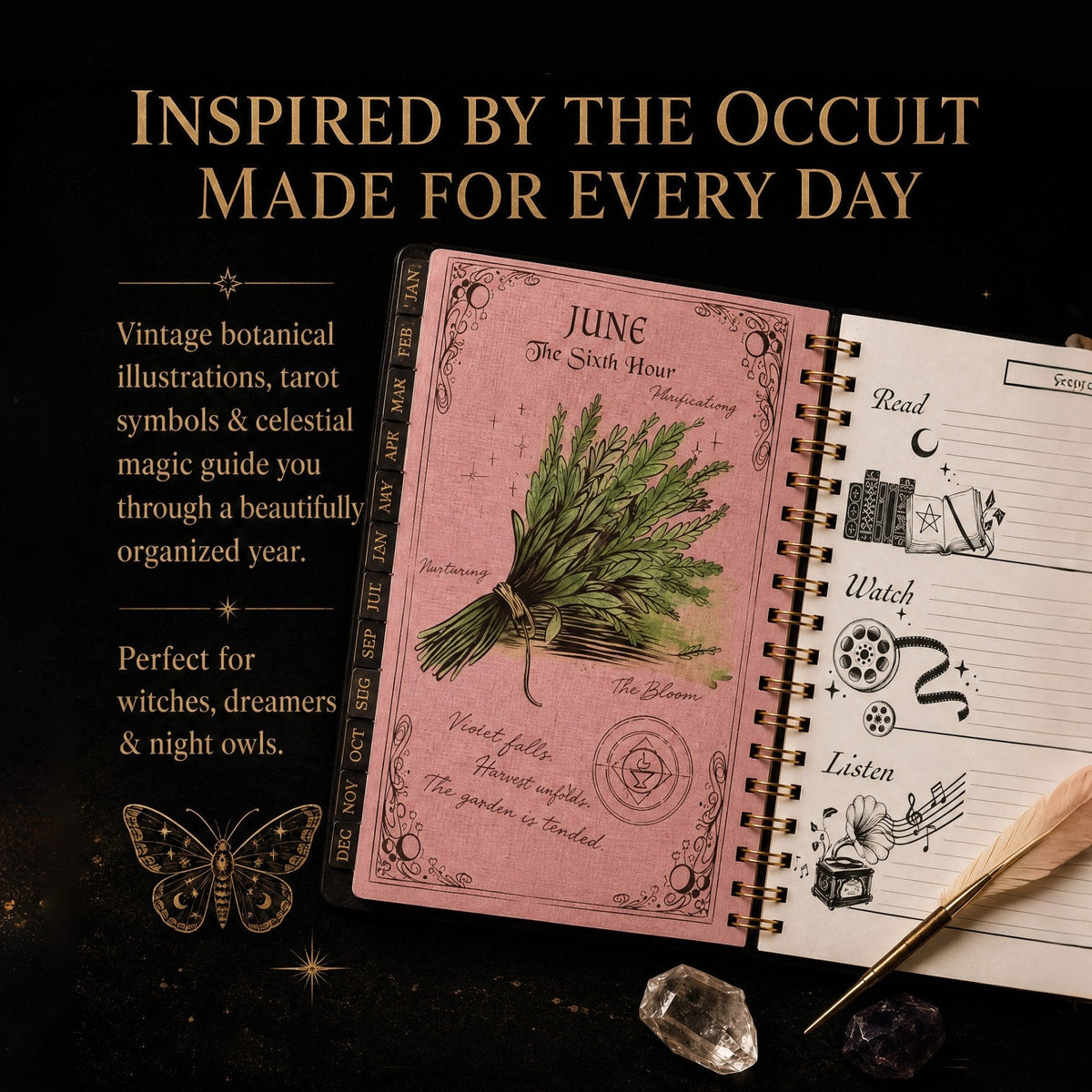 🌙2027 Gothic Weekly Planner – Waiting for the Night Moon & Witchy Organizer ✨