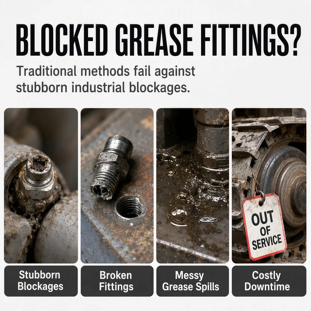 🔧 Heavy-Duty Grease Fitting Unclogger Tool – 600 PSI Cleaner