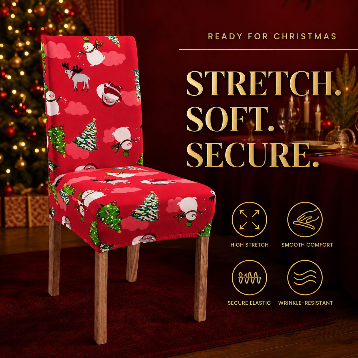 ✨ Transform Your Dining Room in Seconds! 🎄 Ultra-Stretch Christmas Chair Covers