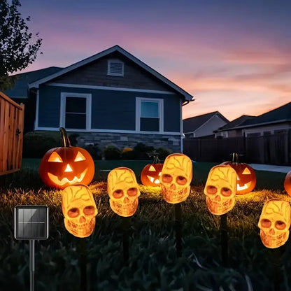 💀 Solar Halloween Stake Lights – Pumpkin Ghost Skull 6PCS & Retro Skull 5PCS
