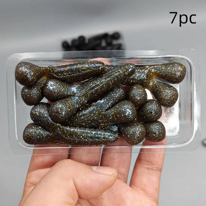 7-Piece Shrimp-Shaped Soft Plastic Worm Fishing Lure Set – Lead-Free Drop-Shot Bait with Realistic Action