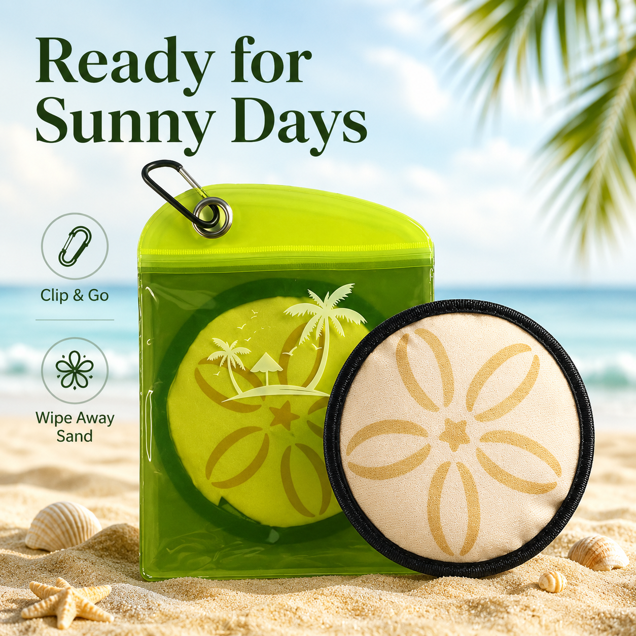 Must-Have Beach Sand-Removal Bag — Gentle, skin-friendly formula featuring seven natural ingredients and coconut oil; talc-free—an essential for your beach trip.