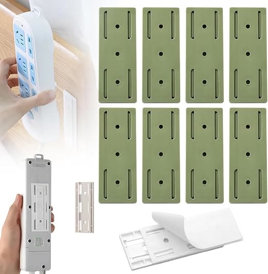 🔥Adhesive Socket Holder – Punch-Free Wall Mount with Cable Organizer Clips