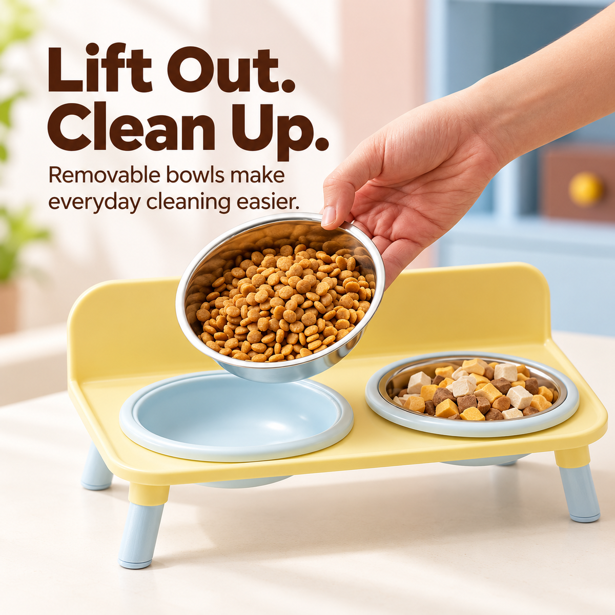 🐾 Raised 2-in-1 Pet Feeding Station with Removable Bowls 🥣