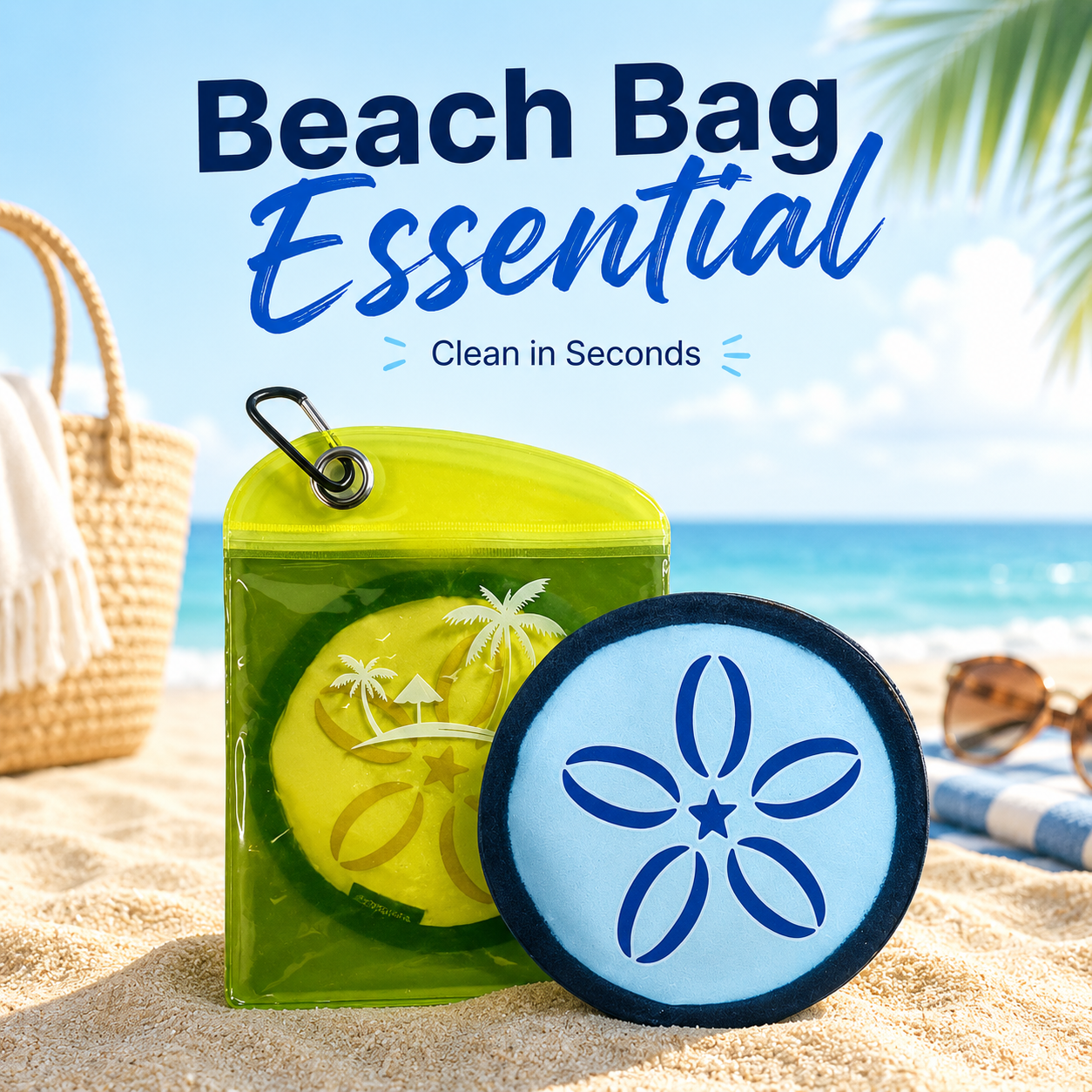 Must-Have Beach Sand-Removal Bag — Gentle, skin-friendly formula featuring seven natural ingredients and coconut oil; talc-free—an essential for your beach trip.