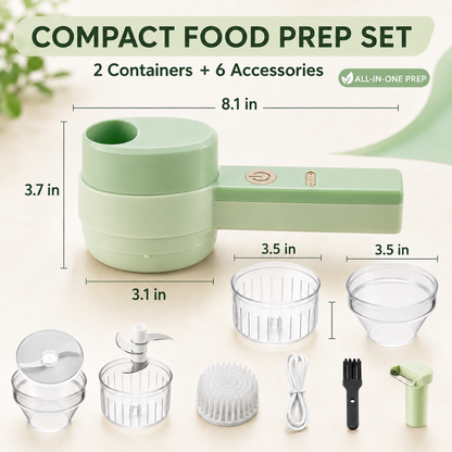🧄 4-in-1 Handheld Electric Chopper: Slice, Mince, Peel & Auto-Clean!