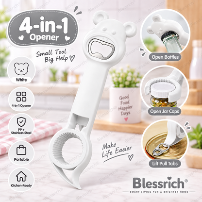 🔥 50% OFF 🐻 2-Pack Bear 4-in-1 Jar & Bottle Opener