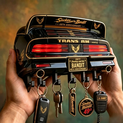 🏎️ 1977 Bandit Trans Am Rear Car Wall Mount Key Holder | 49th Classic Movie Themed Key Rack Decor