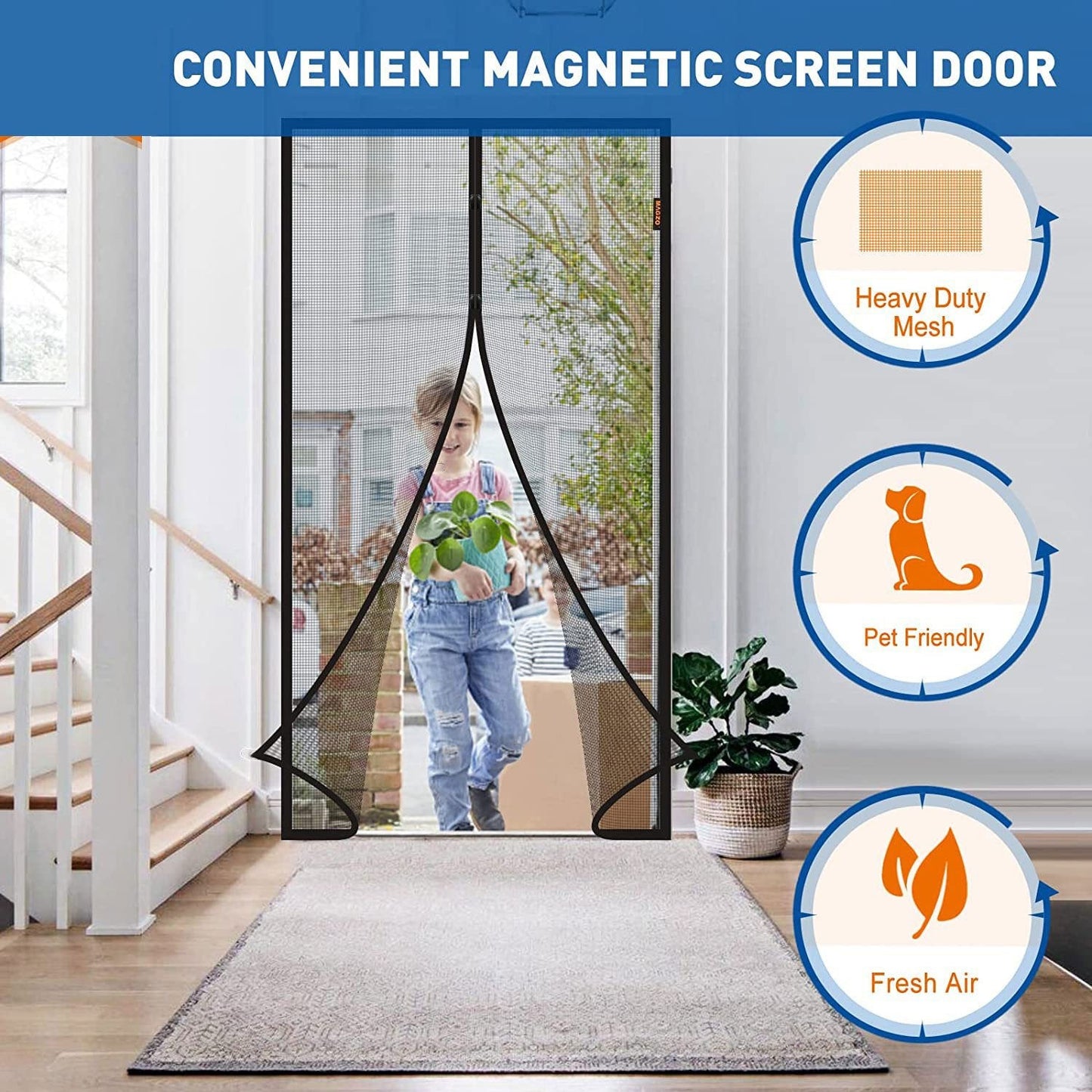 🔥2026 HOT SALE🏠🔥Breathable Mesh Curtain with Hands-Free Magnetic Closure