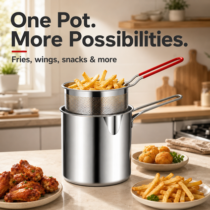 🍟 Personal Mini Deep Fryer Set – Compact 304 Stainless Steel Frying Pot
