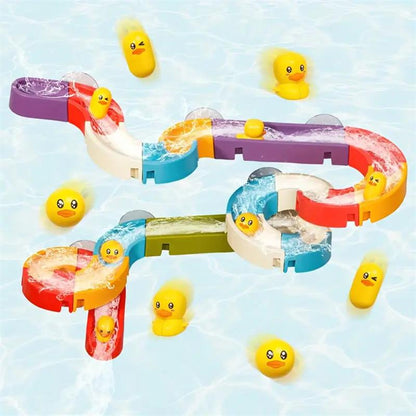 🦆 Kids DIY Duck Sliding Bath Toy 48-Piece Track Set 💦