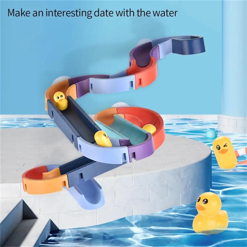 🦆 Kids DIY Duck Sliding Bath Toy 48-Piece Track Set 💦