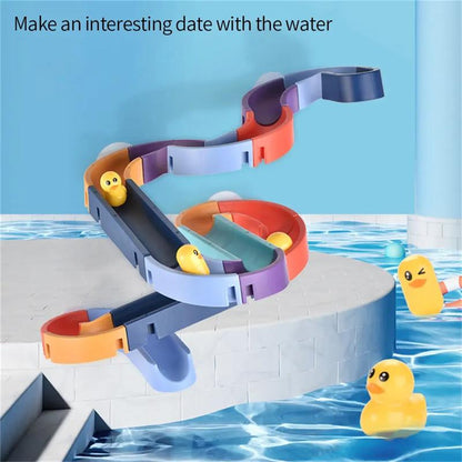 🦆 Kids DIY Duck Sliding Bath Toy 48-Piece Track Set 💦