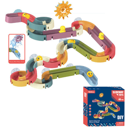 🦆 Kids DIY Duck Sliding Bath Toy 48-Piece Track Set 💦