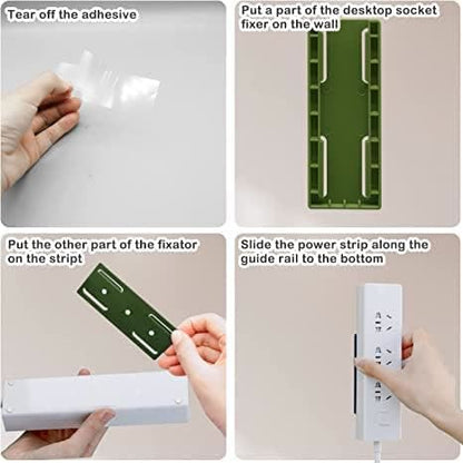 🔥Adhesive Socket Holder – Punch-Free Wall Mount with Cable Organizer Clips